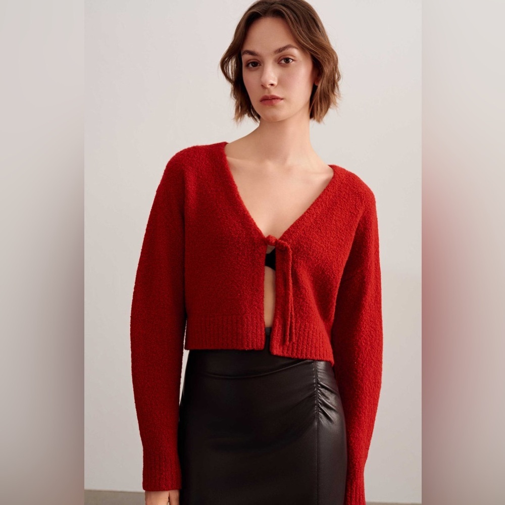 New! Neiwai Red Crimson Knot Cardigan ❤️ Small NWT! - Picture 2 of 10